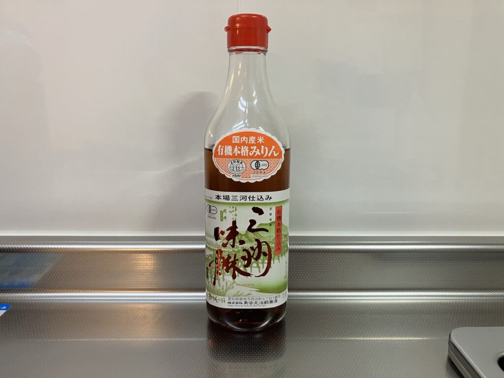 角谷文治郎商店 有機三州味醂 500mlのボトル外観写真(愛知県三河地方の本みりん)