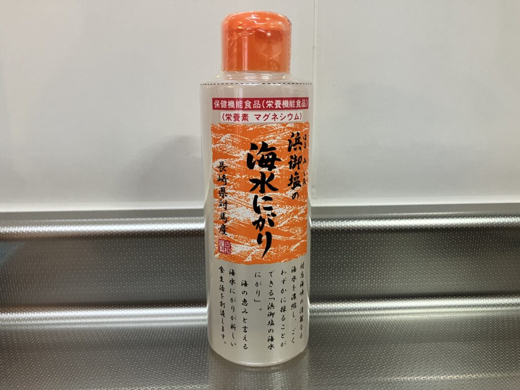 浜御塩の海水にがりの商品パッケージ
