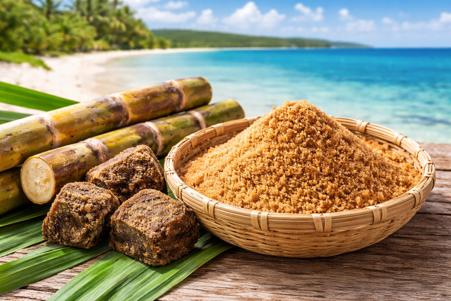 沖縄波照間島のさとうきびから作られる八重山本黒糖のイメージ